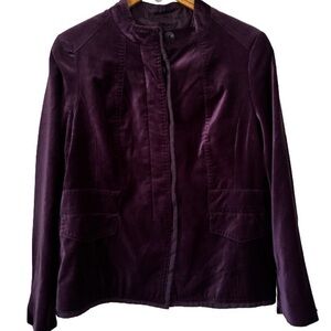 Coldwater Creek Y2K purp vlvt frnt buttn jkt w mandrn collr WM 16 Beatles Retro
